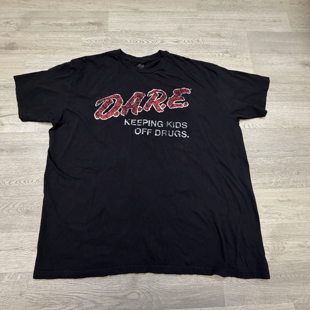 D.A.R.E. Keeping Kids Off Drugs Graphic T-Shirt XXL Black Cotton